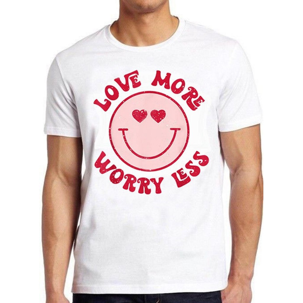 Love More Less Worry Smile Face Family Retro Funny Gamer Cartoon Anime ...