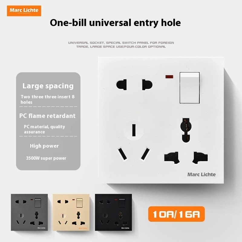 86 Type Multi-Function One-Open Eight-Hole Socket with Switch Wall ...