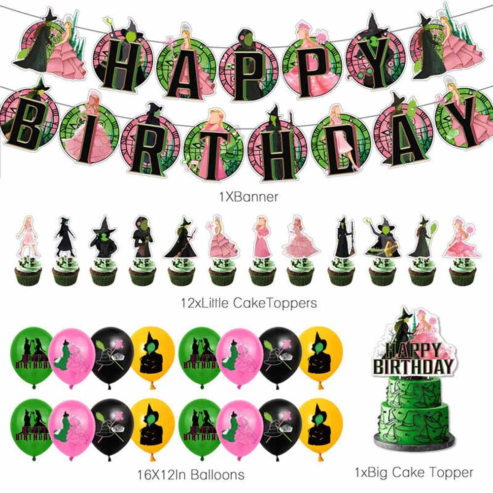 Wicked Birthday Decorations Kids Witch Happy Banner Balloon Cake ...