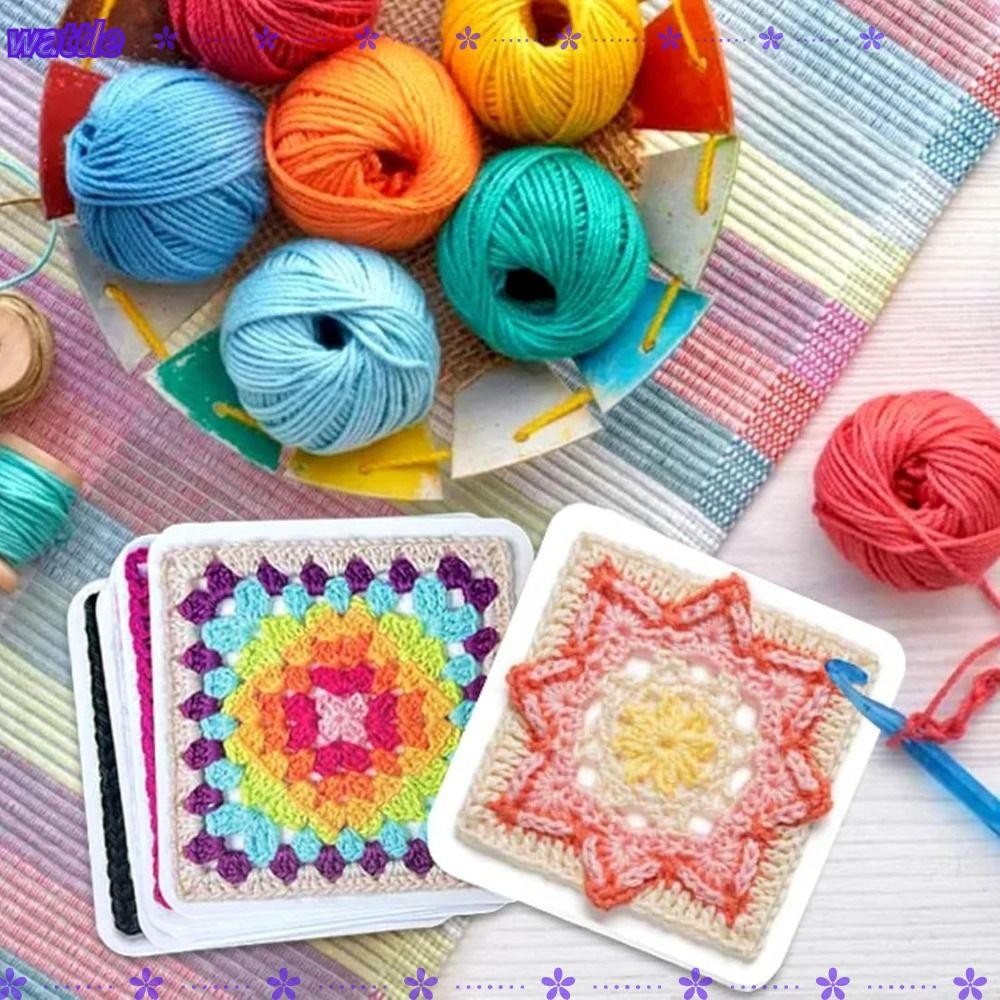 WATTLE Knitted Pattern Cards Set, Braided Rope Wrapping Granny Square ...