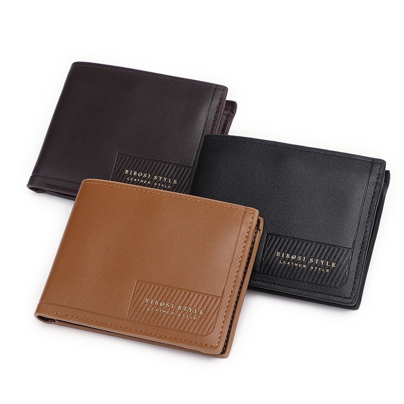 New Men's Short Wallet Fashionable and Simple Two Fold PU Wallet ...
