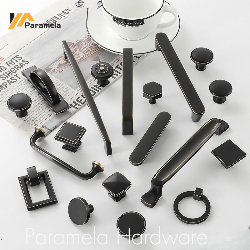 Simple Solid Copper Handle Black Antique Cabinets Door Handle Wardrobe ...