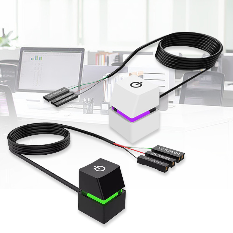 LED Colorful Light Desktop Computer Power Switch Motherboard External ...