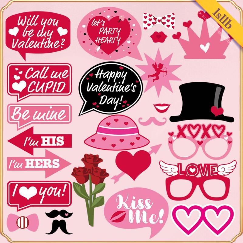 free printable selfie props for valentines day