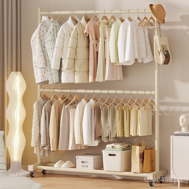 Floor Storage with Clothes Rack Indoor Simple Hanging Clothes Rack ...