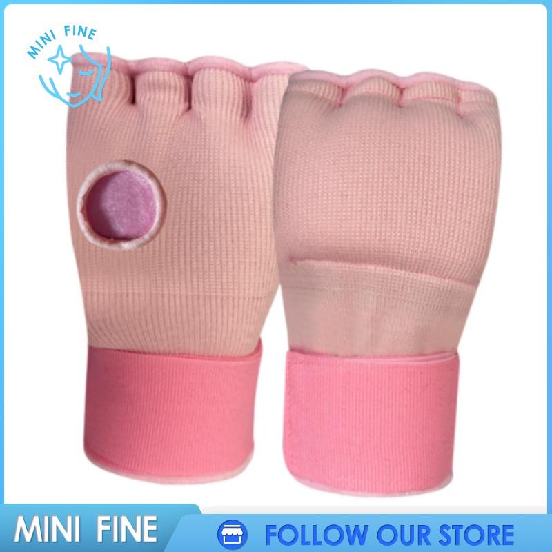 [ Boxing Hand Wraps Inner Gloves with Long Wrist Strap Soft Half Finger ...