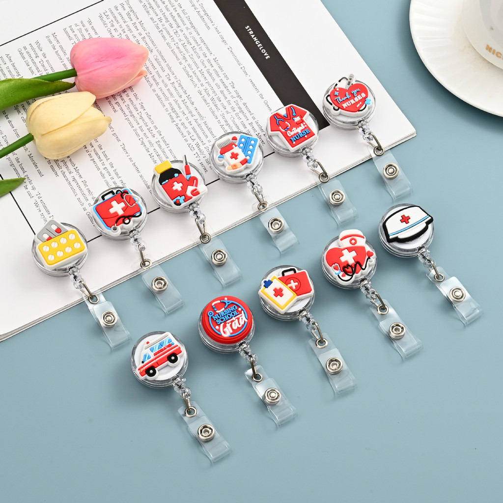 Cute ID card hanging rope buckle, doctor nurse chest badge clip, easy ...