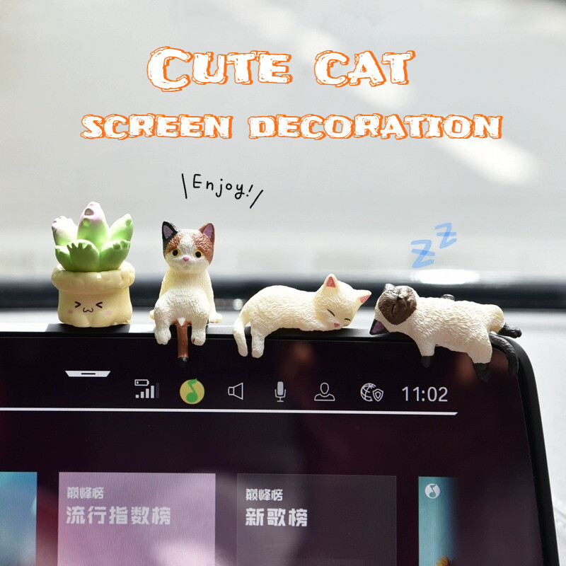 Cute Cat Car Screen Mini Decoration Car Central Control Display Screen ...