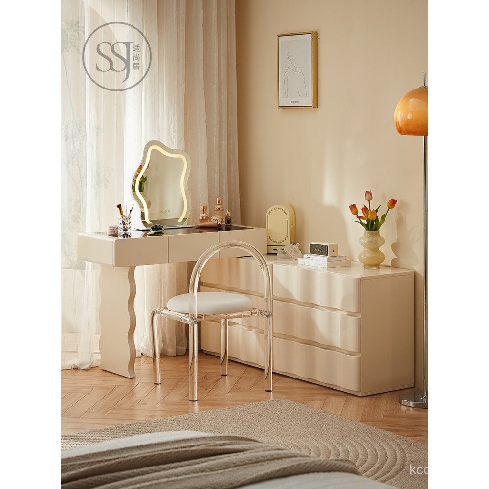 Trendy Cream Style Dressing Table and Chest of Drawers Combo Makeup ...