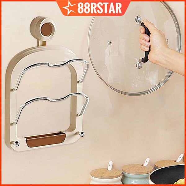 Pot lid rack wall-mounted no-hole cutting board rack removable draining ...