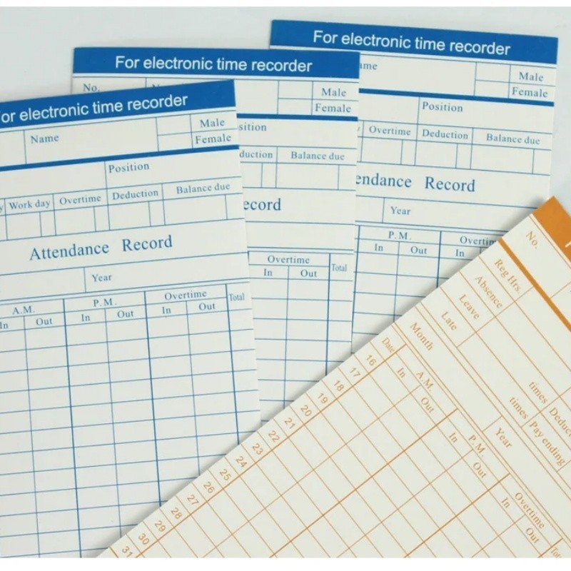 100pcs thick white universal attendance card paper double-sided ...