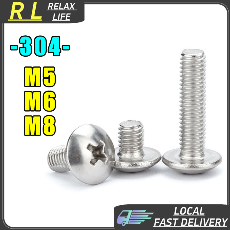 [RL] M5 M6 M8 Phillips Screw Truss Head 304 Stainless Steel Half Round ...