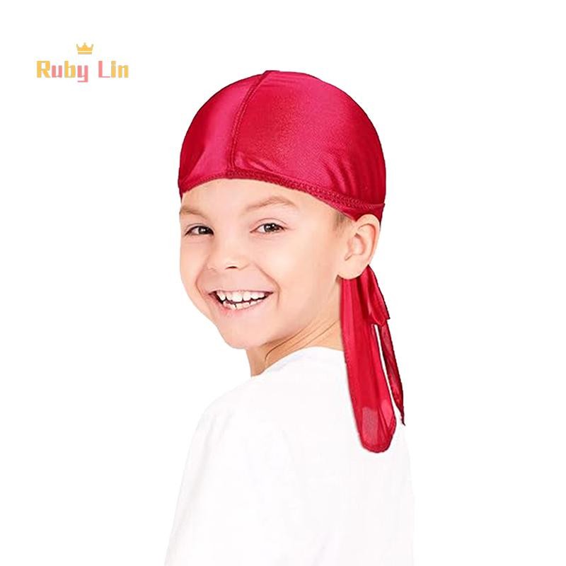 Ruby Lin Silky Durag For Kids Boys Adult Long Tailed Pirate Hat Hip-Hop ...