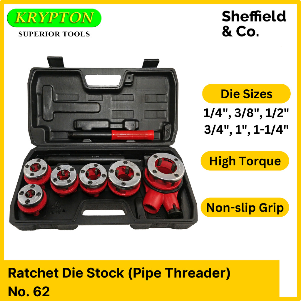 KRYPTON Ratchet Die Stock (Pipe Threader), 1/4