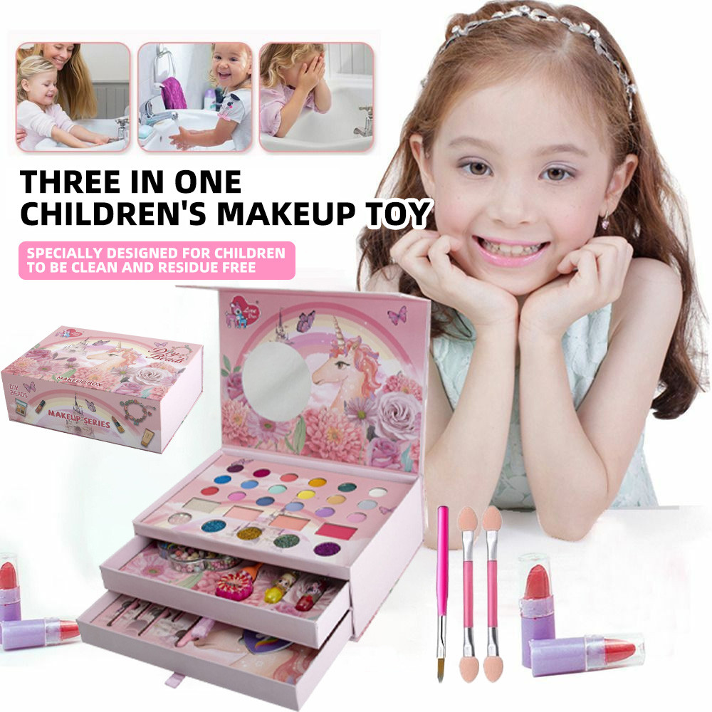 Children's Makeup Toy 3-in-1 Unicorn Makeup Set Box Girls' Makeup Set ...