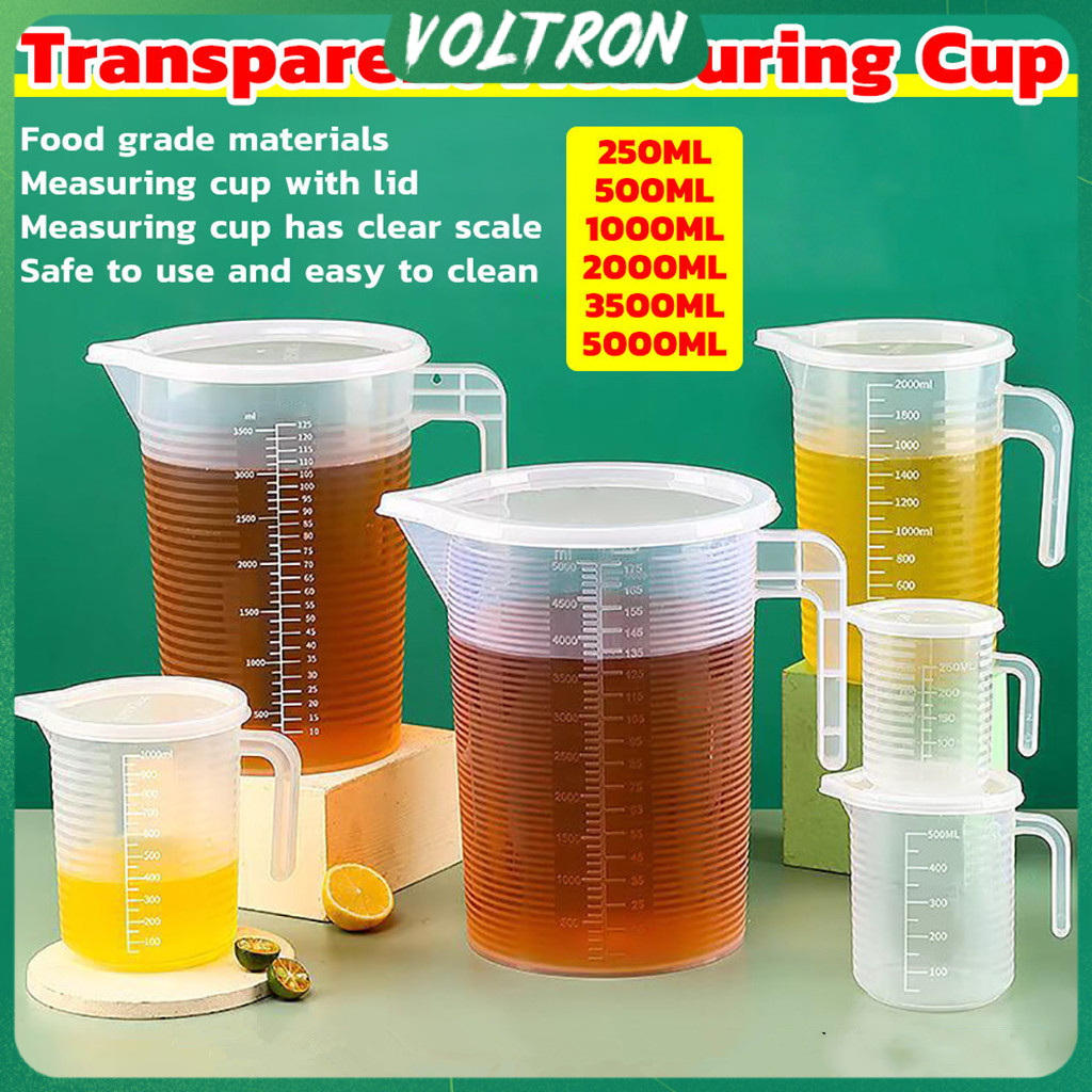 Plastic Measuring Cup Clear Measure Jug With Scale & Lid Liquid Cup ...