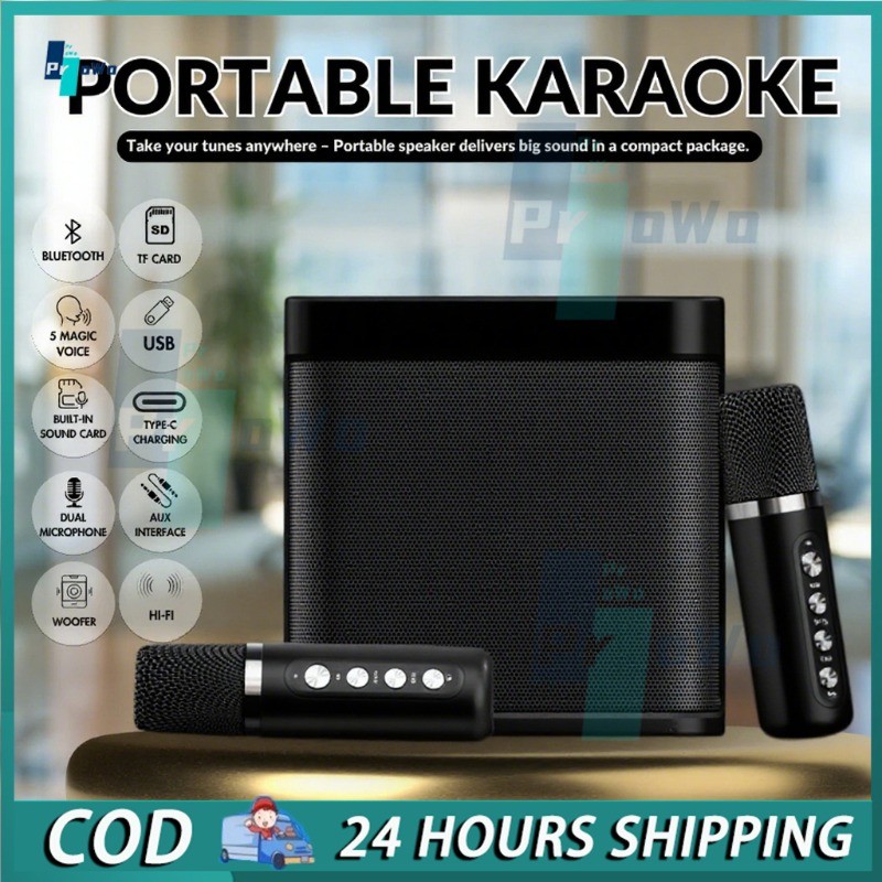 YS-203 Wireless Bluetooth Dual Microphone Karaoke Speaker 3D with Dual ...