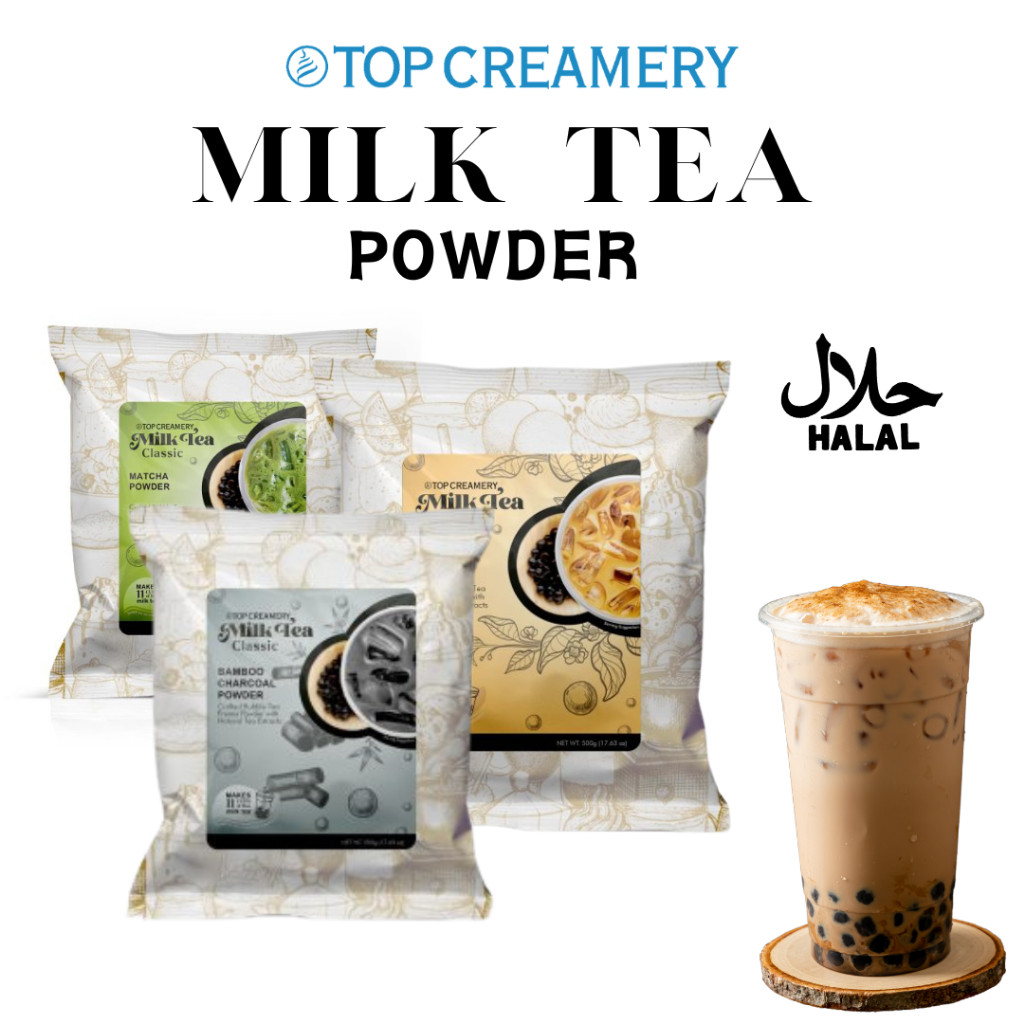 TOPCreamery Milk Tea Powder Mix 500g ( Bamboo Charcoal, Matcha, Brown ...