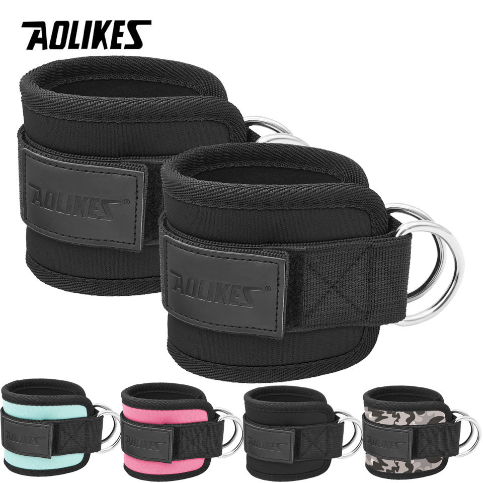 AOLIKES Adjustable Padded Ankle Wrist Cuffs Padded Straps D-Ring Glute ...