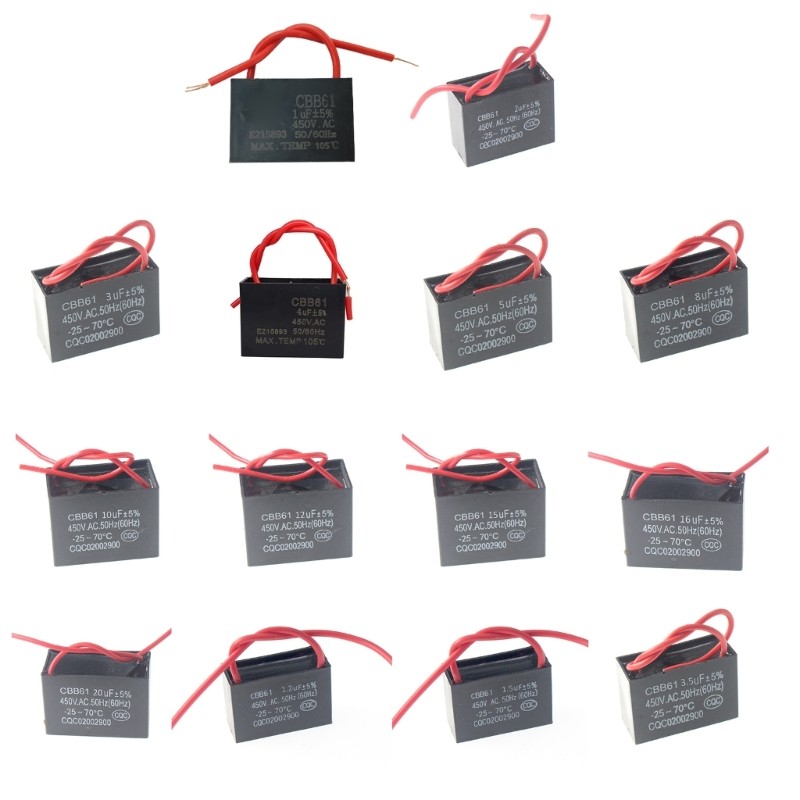 ACS Industrial Capacitors CBB61 Capacitor 450V 1/1.2/1.5/1.8/2/2.5/3/3.5/4/4.5/5/6/7/8/10/12/15/18/20UF Electronic Starter Fan Air Conditioning(450V 1UF General Purpose Industrial AC 1 5/8 In Shaft Diameter Motors - Foto 11