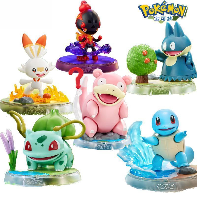 Original Pokemon Action Figure With Base Slowpoke Squirtle Scorbunny ...