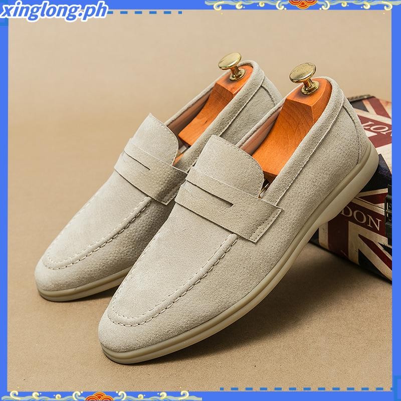 New Fashion Suede Leather Men Dress Formal Shoes Slip On Soft Rubber  Breathable Comfortable