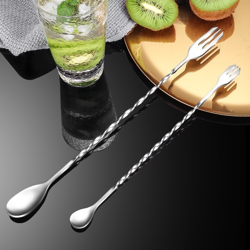 Mixing Spoon 304 Stainless Steel Bar Spoon Double Headed Long Handle ...