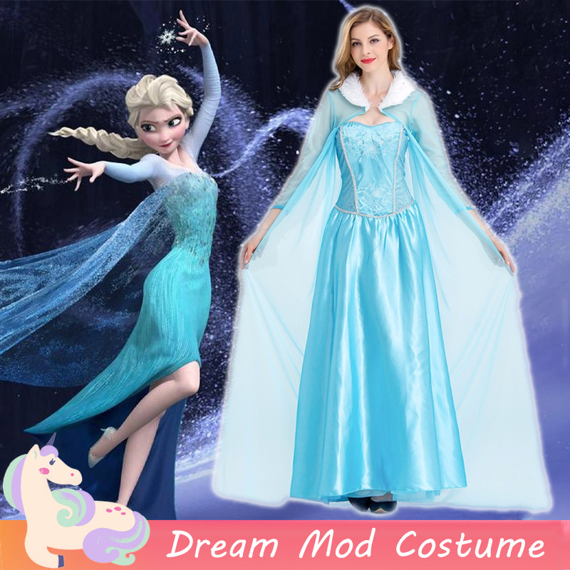 Frozen Elsa Costume For Woman Adult Cosplay Blue Gown With Cape Halloween  Party Performance Outfits Christmas Stage Clothes | Shopee Philippines
