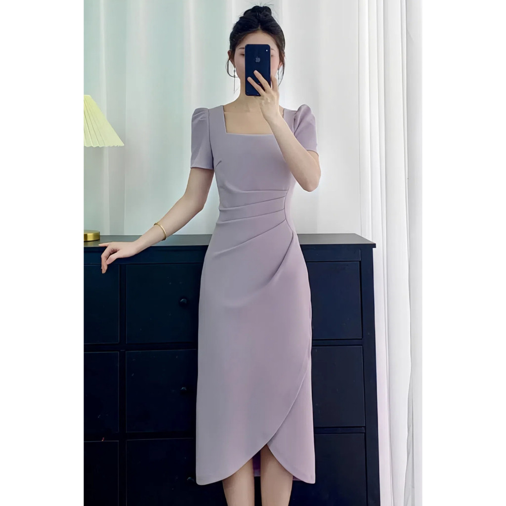 open lace back dress Beverly Semi Formal Church Dresses for Women Split Sleeve Sexy Work Casual  Pencil Midi Dresses Purple XXL at Amazon Women's Clothing store