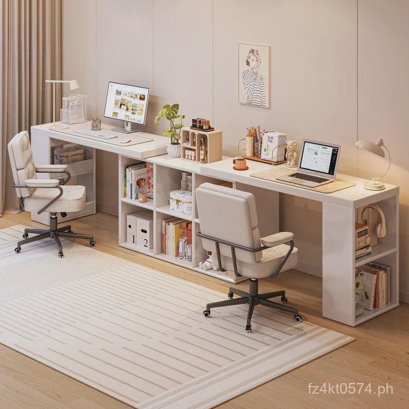 Desk Office Desk Integrated Home Student Bookshelf Bedroom Double Girl ...