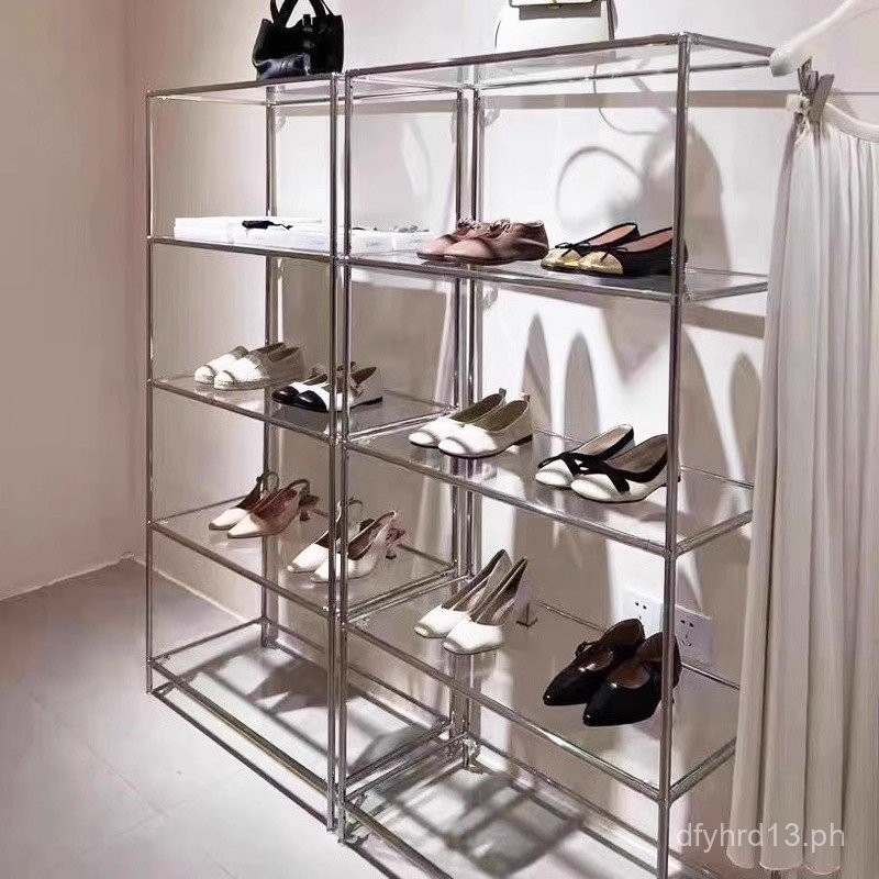 Stainless Steel Clothing Store Shoe Rack Bag Shoe Display Rack Jewelry ...