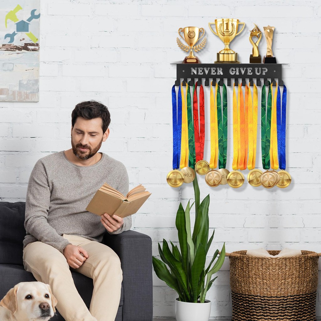 Medal Hanger Display Wall Mount Metal Trophy Rack Easy to Install ...