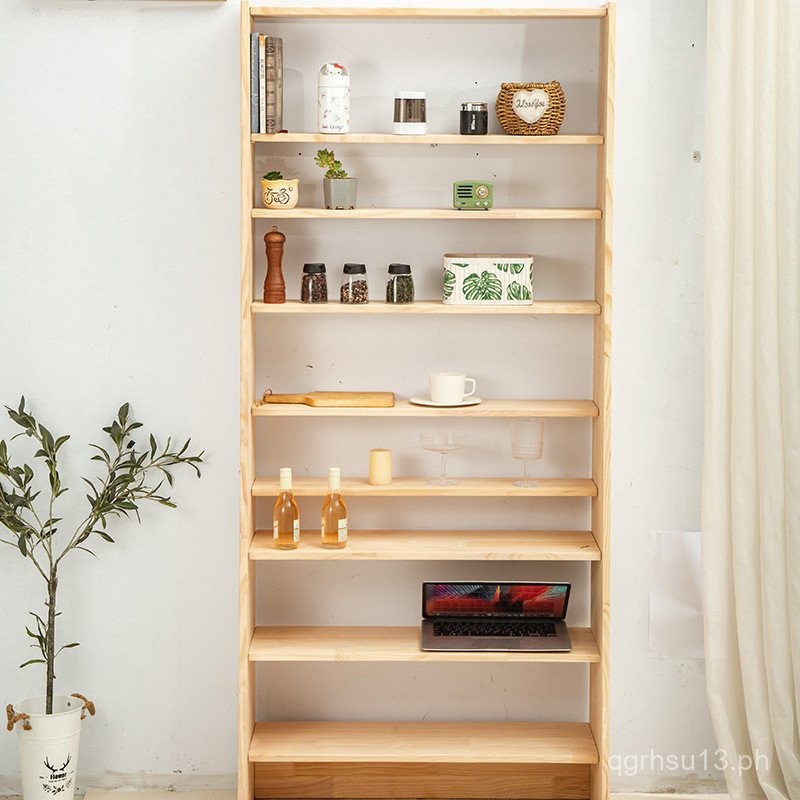 Solid Wood Bookshelf Storage Rack Home Simple Trapezoidal Wall-Mounted ...