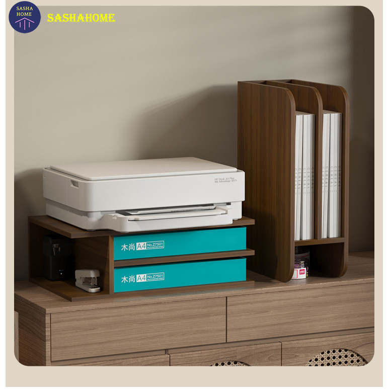 Wooden Desktop Printer Rack Office Storage Rack Multifunctional Book ...