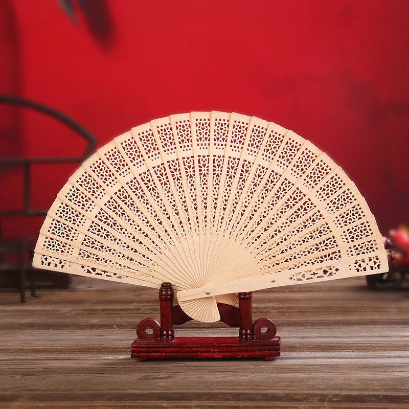 【DDP】 Vintage Bamboo Folding Fan Original Chinese Style Wooden Carved ...