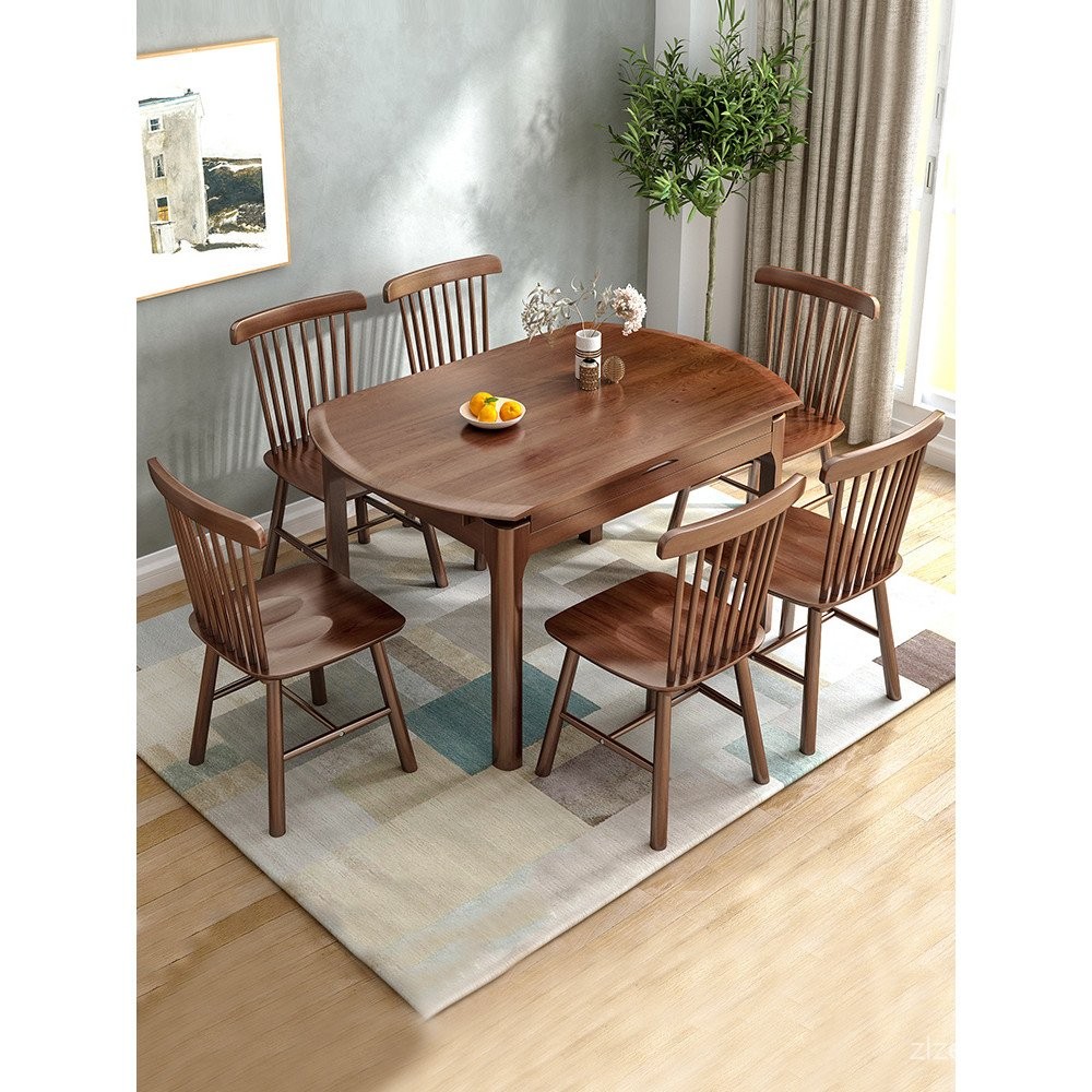 Solid Wood Folding Dining Table for Home Use, Small Apartment, Four to ...