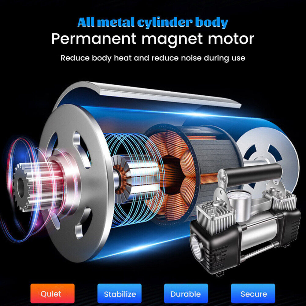 12V Portable dual cylinder car inflation pump mounted Heavy Duty Car ...