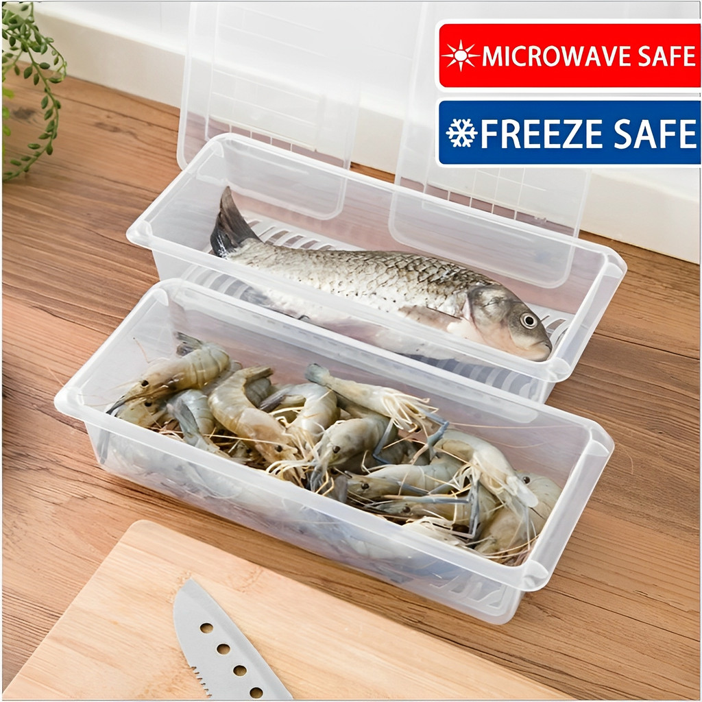 Leakproof Drainable Fridge Box, PP Adjustable Dividers Organizer Keep ...