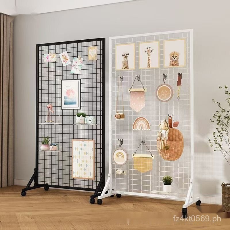 Kindergarten Mobile Floor Wire Mesh Display Rack Art Exhibition Grid ...