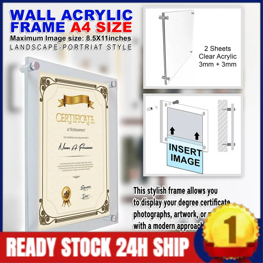 6/8/10/12 Inches A4 A3 B5 SIZE #WALL ACRYLIC FRAME 3MM+3MM THICKNESS ...