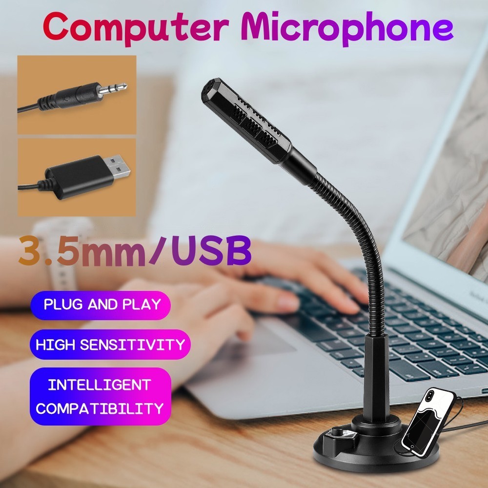 3.5mm/USB Microphone Computer Desktop Plug&Play Microphone ...