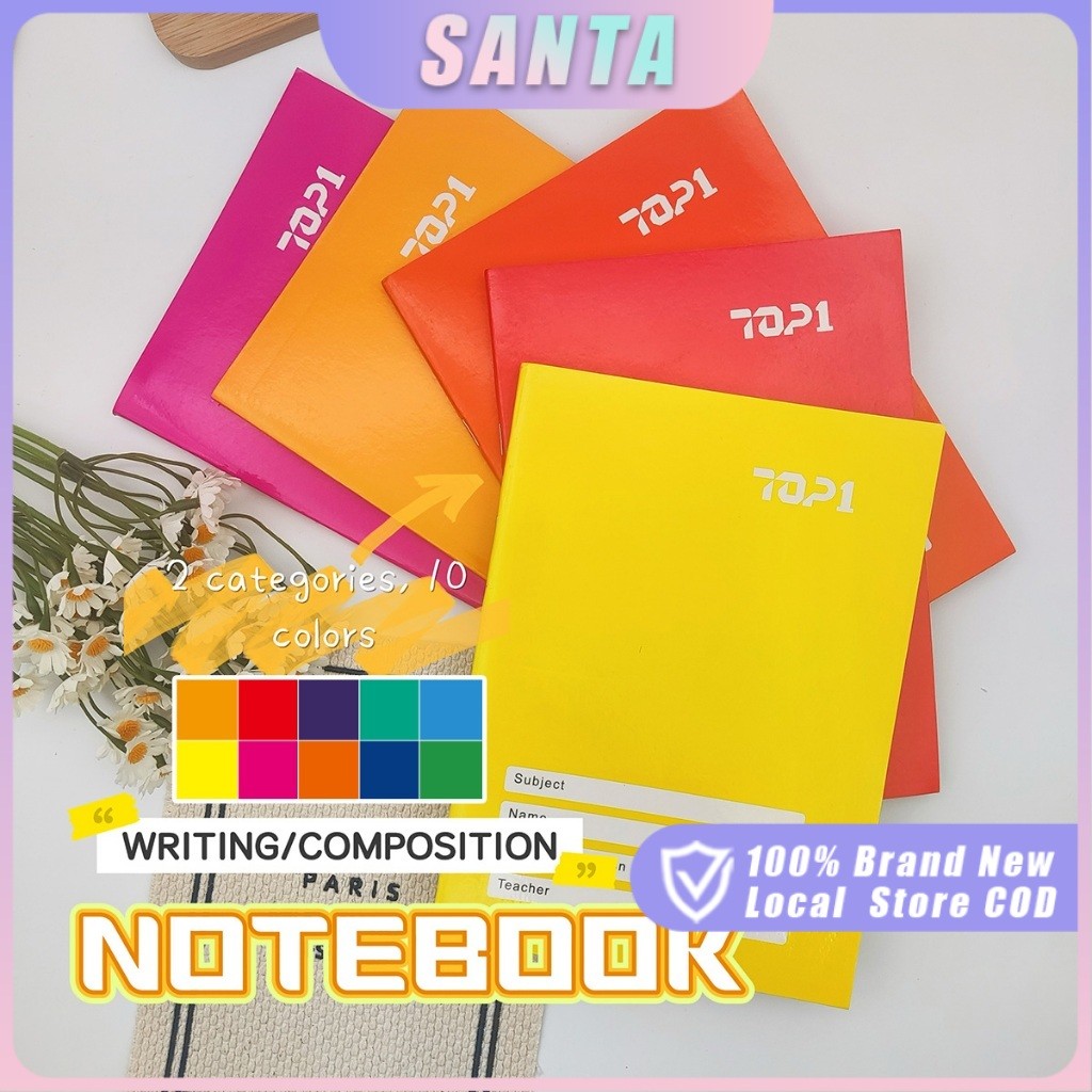 10Pcs/Set Composition writing notebook 10 Colors A5 80 Sheets School ...