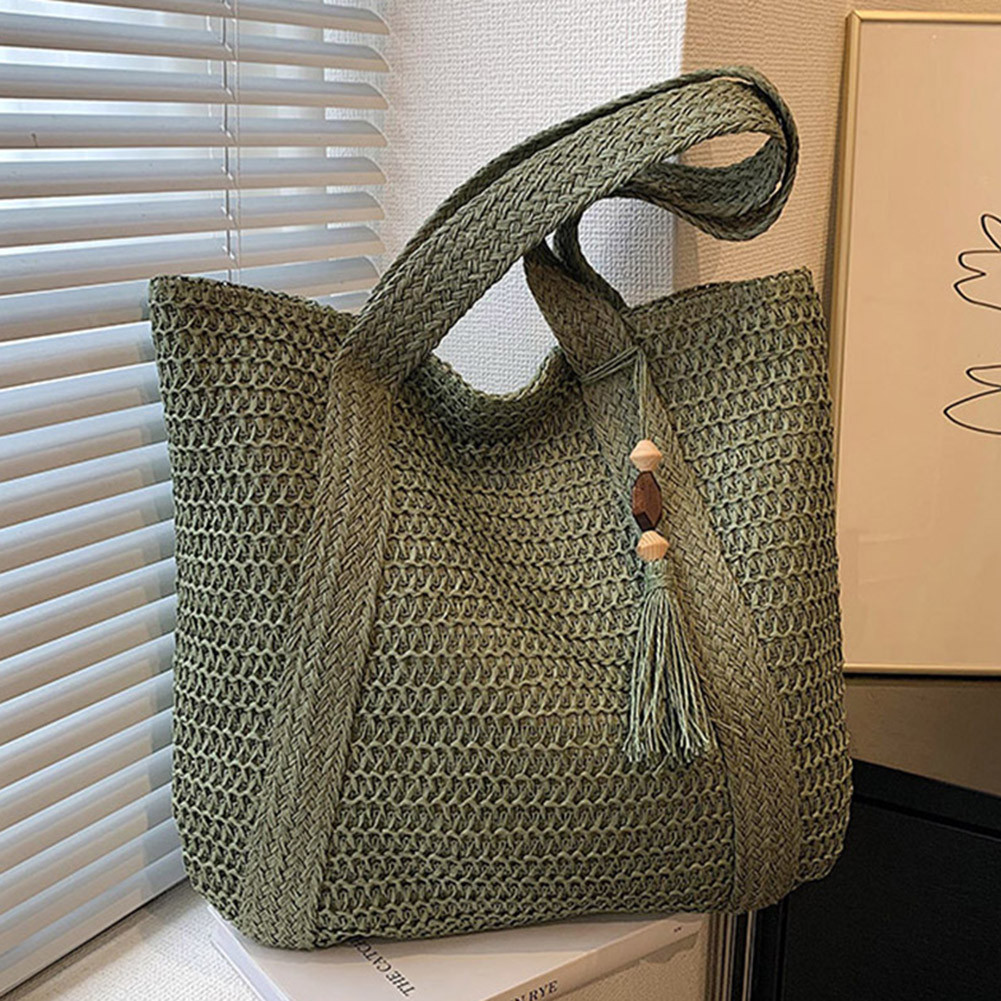 Summer Straw Bag for Women Handmade Woven Shoulder Bag Large Capacity ...
