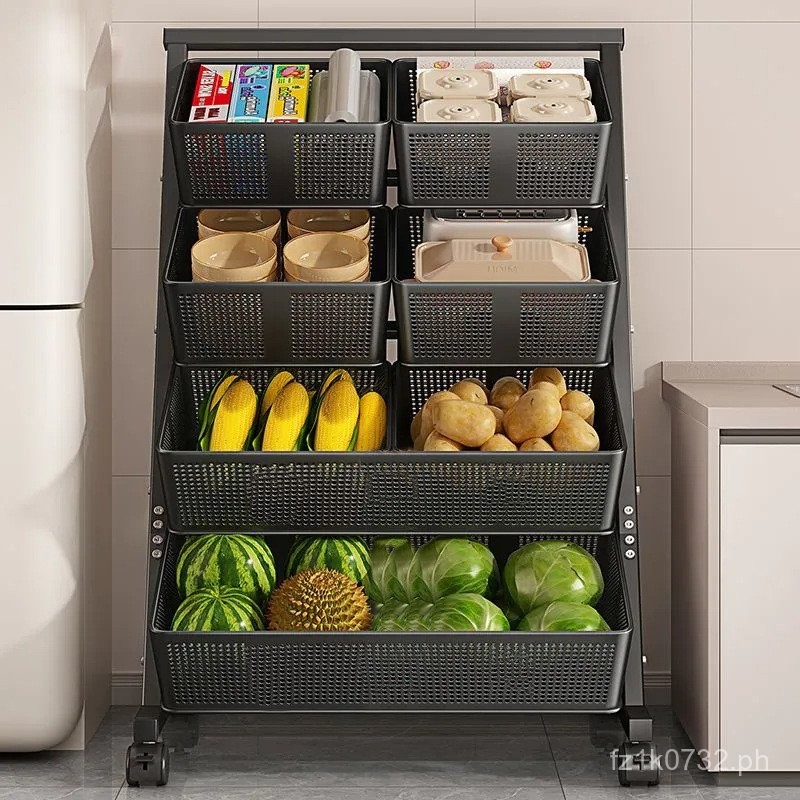 Kitchen Basket Storage Rack Multi-layer Vegetable Movable Multi ...