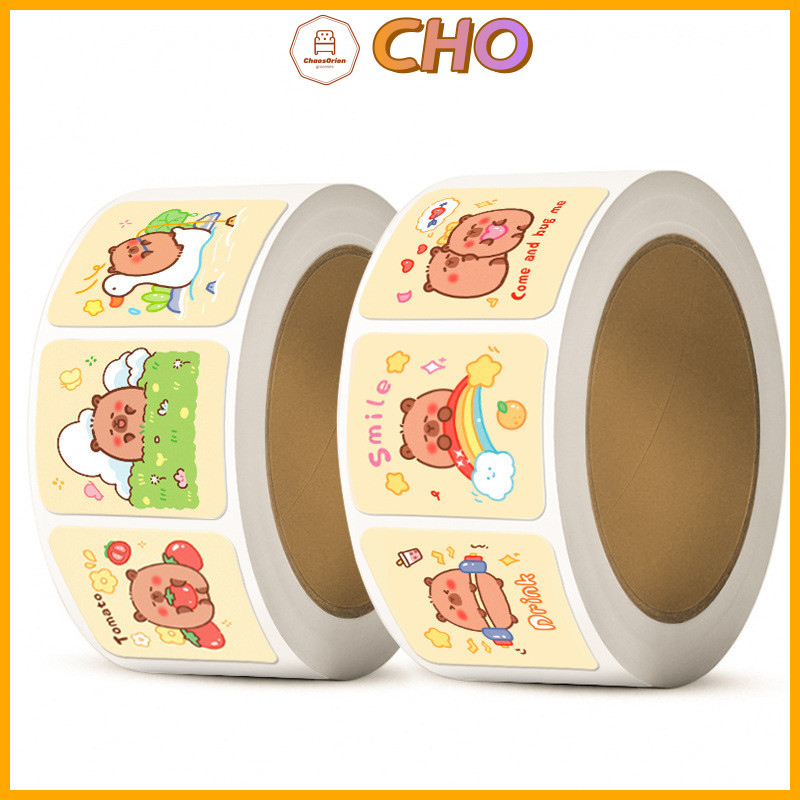 CHO⭐Cute Capybara Sealing Sticker Cartoon Label Sticker Decorative Roll ...