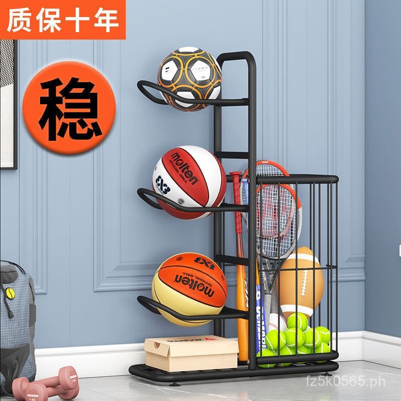 MLUPODY Rack Multi-livello Per Attrezzatura Sportiva - Porta Palloni In Ferro Nero, Capacità 9 Kg, 146x56x23,6 Cm, Per Basket, Palloni E Giocattoli