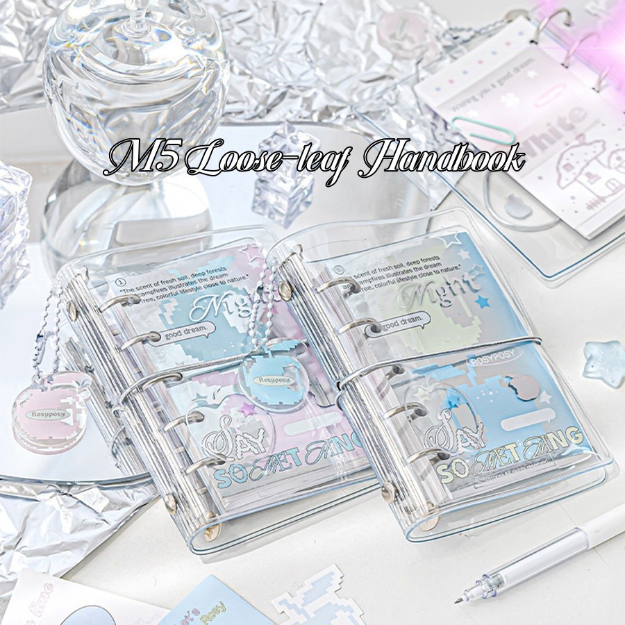 Flash Silver M5 Loose-leaf Handbook Mini Notebook Girls Pocket Notebook ...