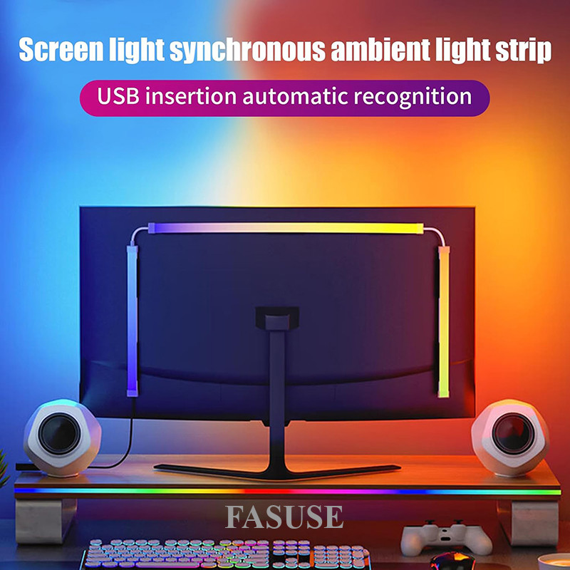 FAUSE USB 5V Computer Screen Synchronized RGB Light Strip, Monitor LED ...