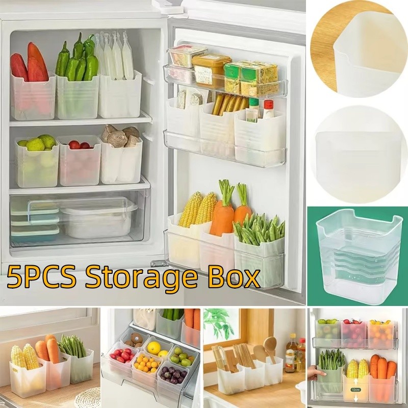 5pcs Refrigerator Side Door Storage Box Fridge Classified Organizer ...