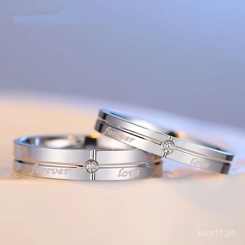 Forever Love Couple Rings for Men and Women, Sterling Silver Pair ...